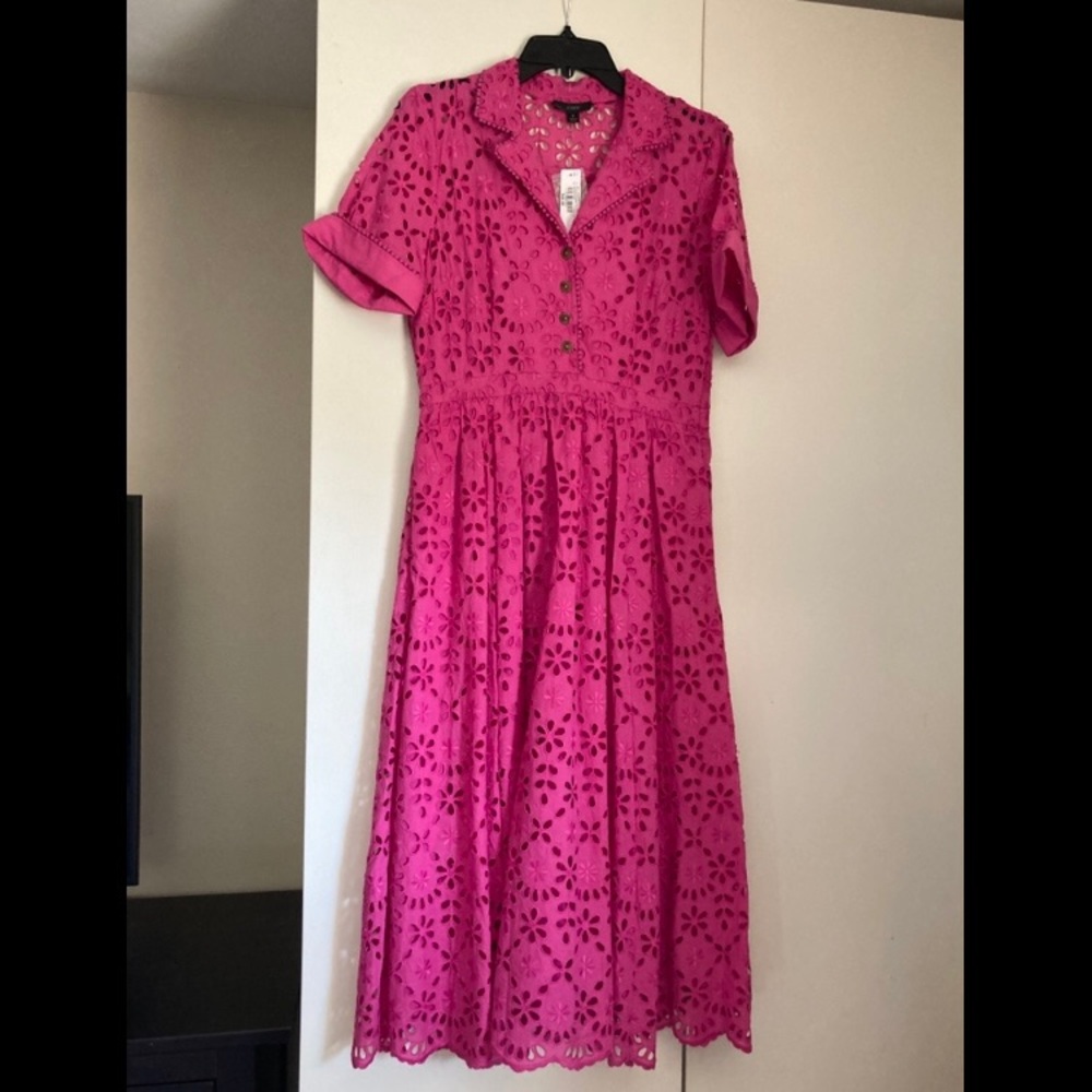 JCREW Fucshia/hot pink Eyelet Dress Size 8